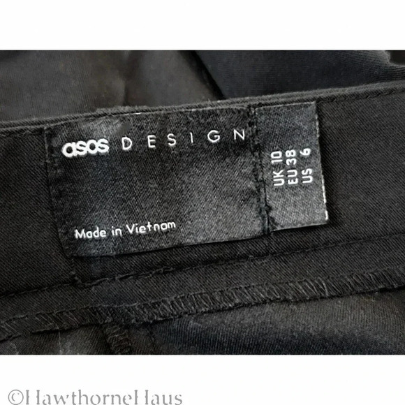 ASOS Design Black Dress Pants Size 6 Straight Leg Stretch Career Pockets - Picture 7 of 9